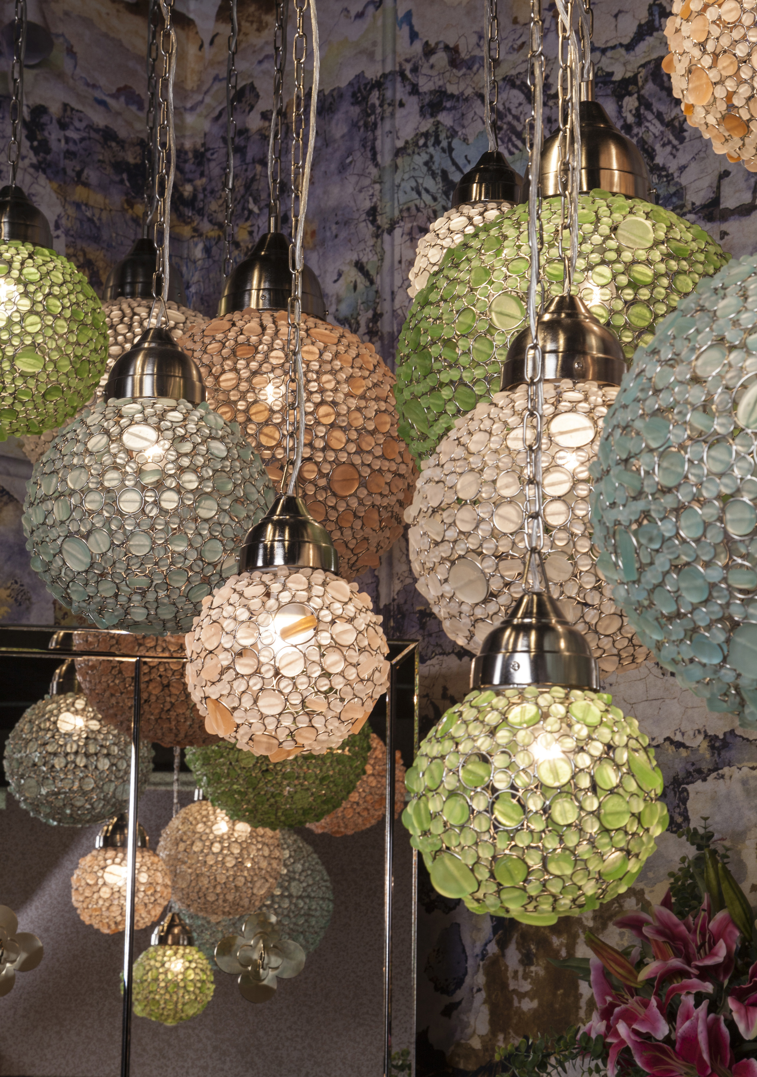 colorful and chic chandeliers available at THE One